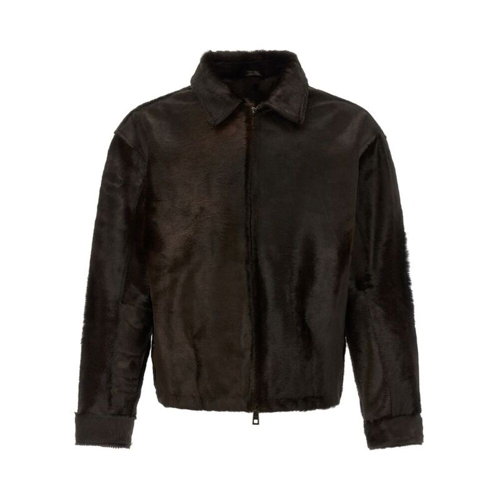 GIORGIO BRATO Brown Calfskin Leather Men's Jacket